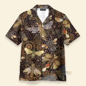 Steampunk Bee Men's Button's Up Shirts - Hawaiian Shirt