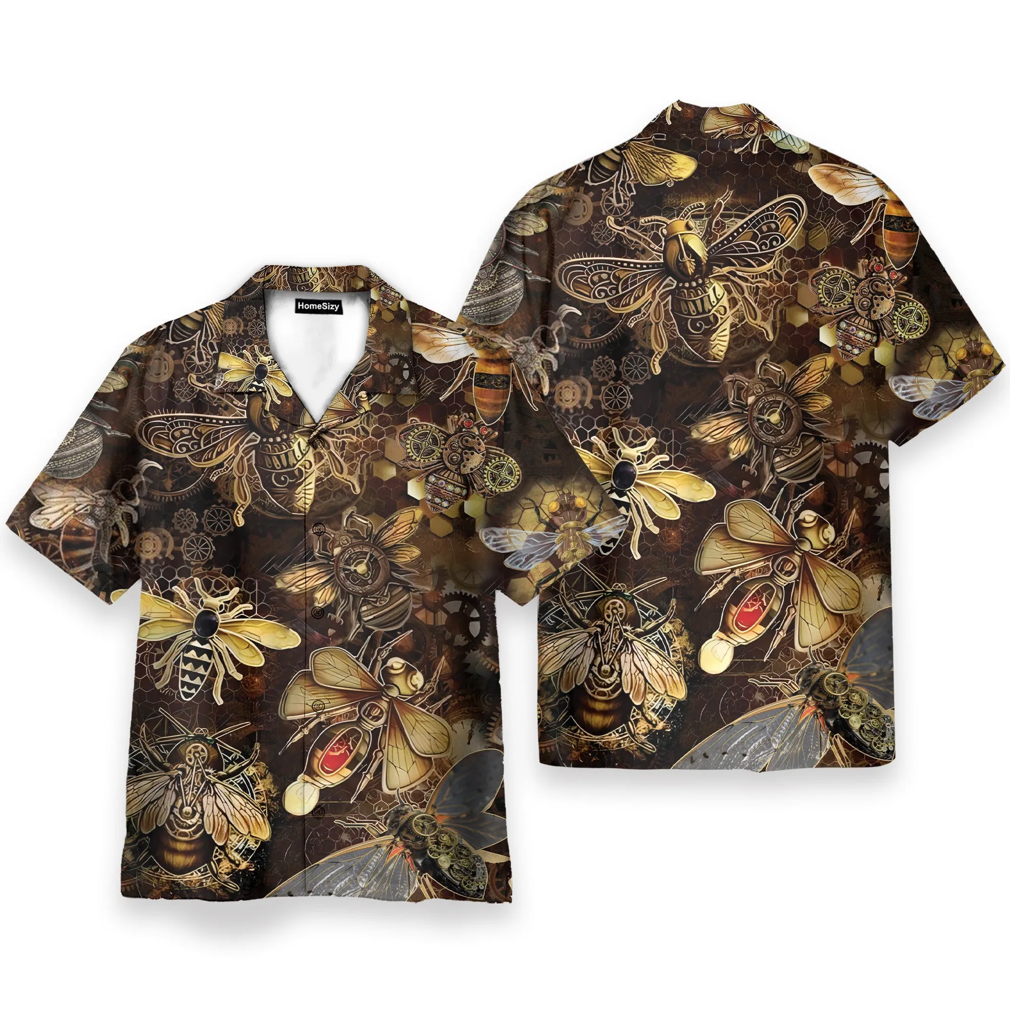 Steampunk Bee Men's Button's Up Shirts - Hawaiian Shirt