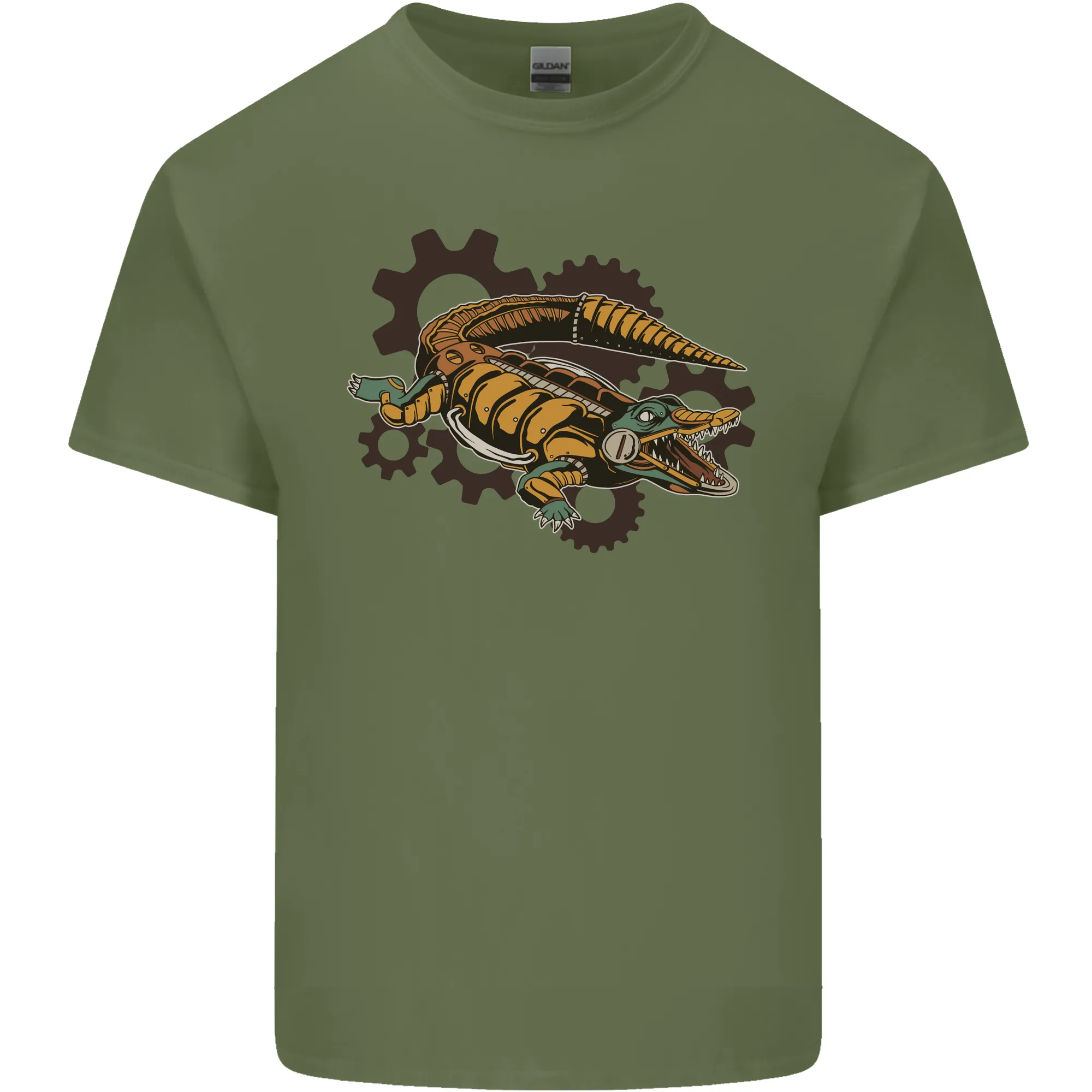 Steampunk Crocodile Alligator Mens Light Cotton T-Shirt