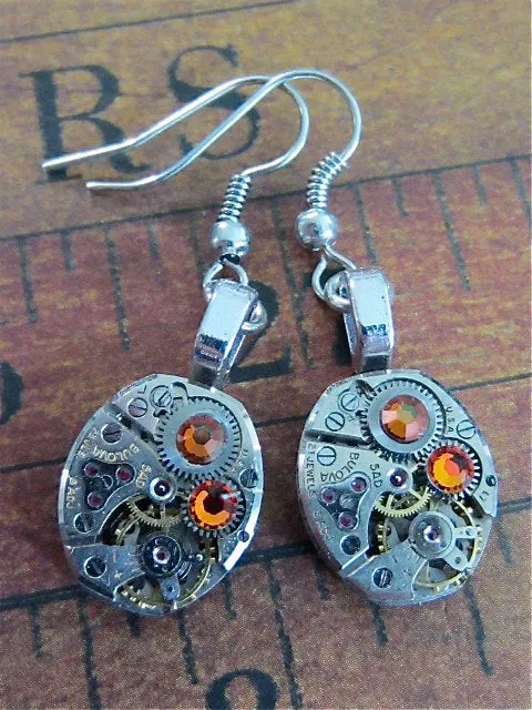 Steampunk ear gear - Cathedral - Steampunk Earrings - Repurposed art
