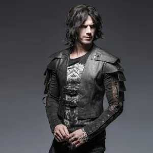 Steampunk Gothic Cool Style Armor Warrior Men's Short Jacket Punk Vintage Long Sleeve Handsome Leather Jacket Coats