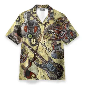 Steampunk Guitar Men's Button's Up Shirts - Hawaiian Shirt