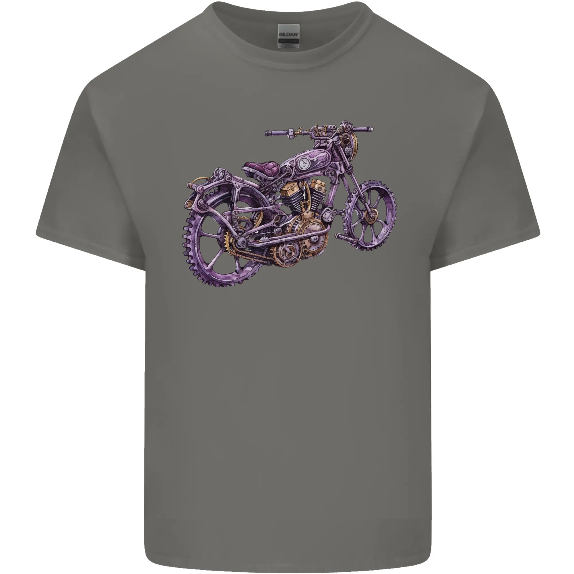 Steampunk Motorbike Motorcycle Biker Mens Light Cotton T-Shirt