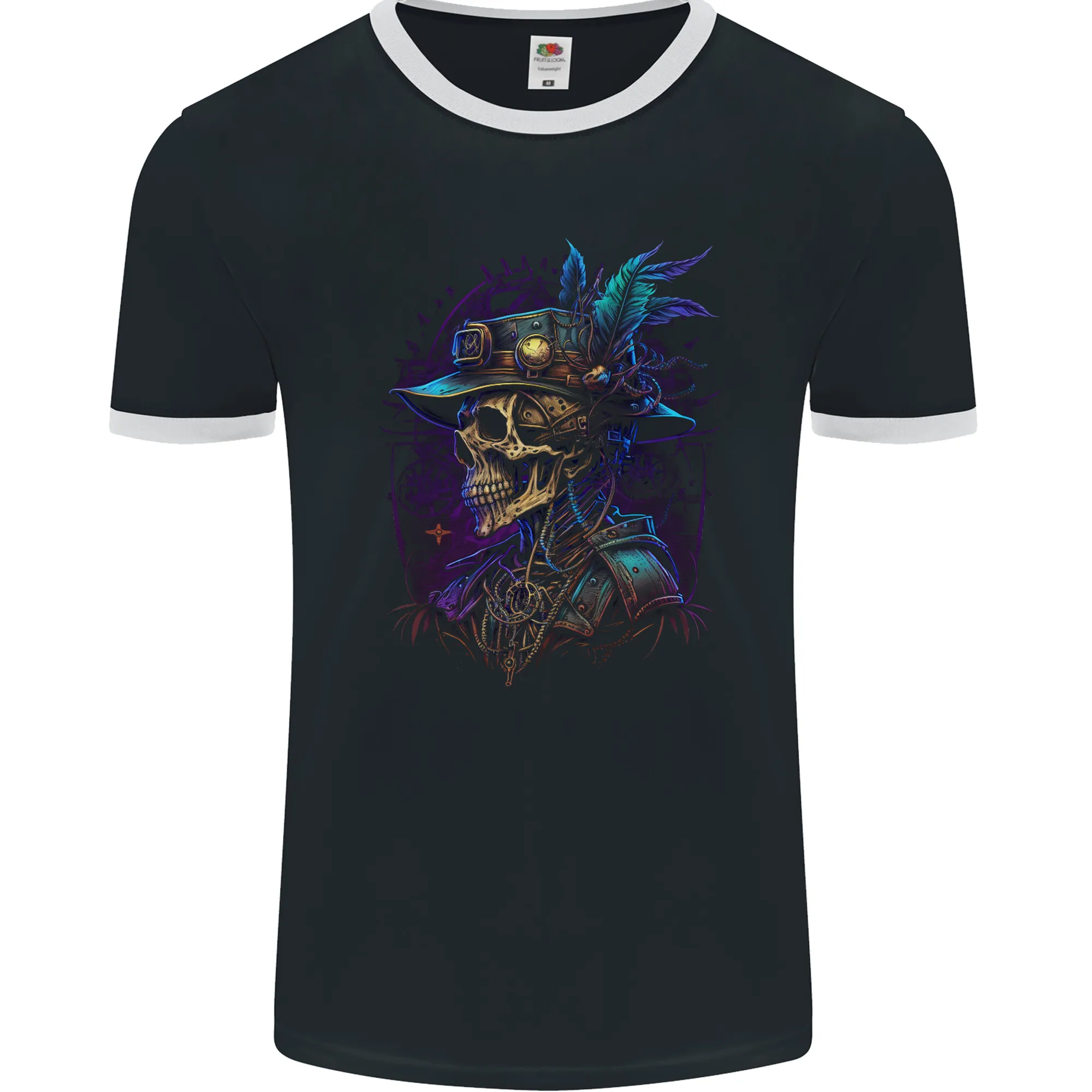 Steampunk Skull Pirate Mens Ringer T-Shirt FotL