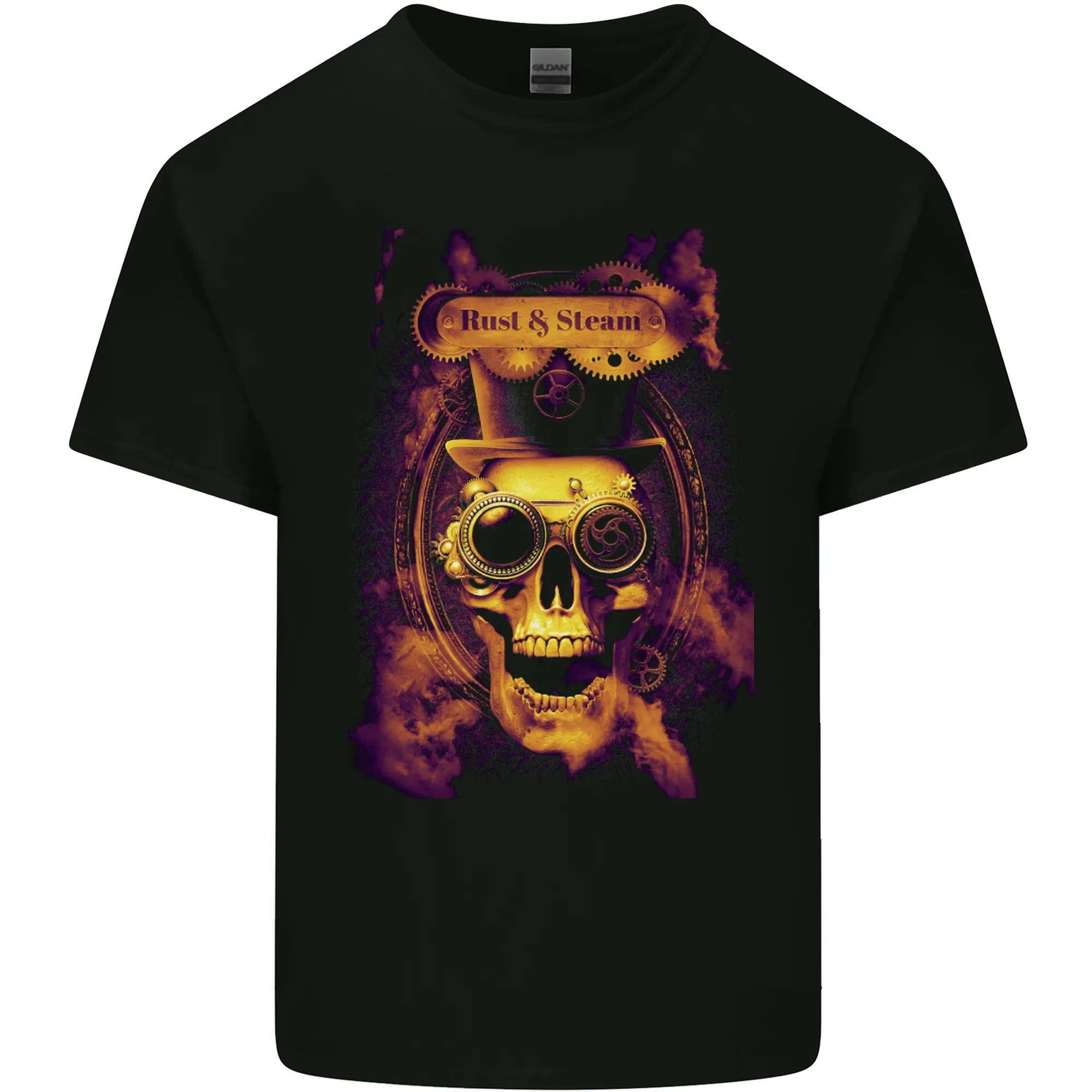 Steampunk Skull Rust & Steam Mens Light Cotton T-Shirt