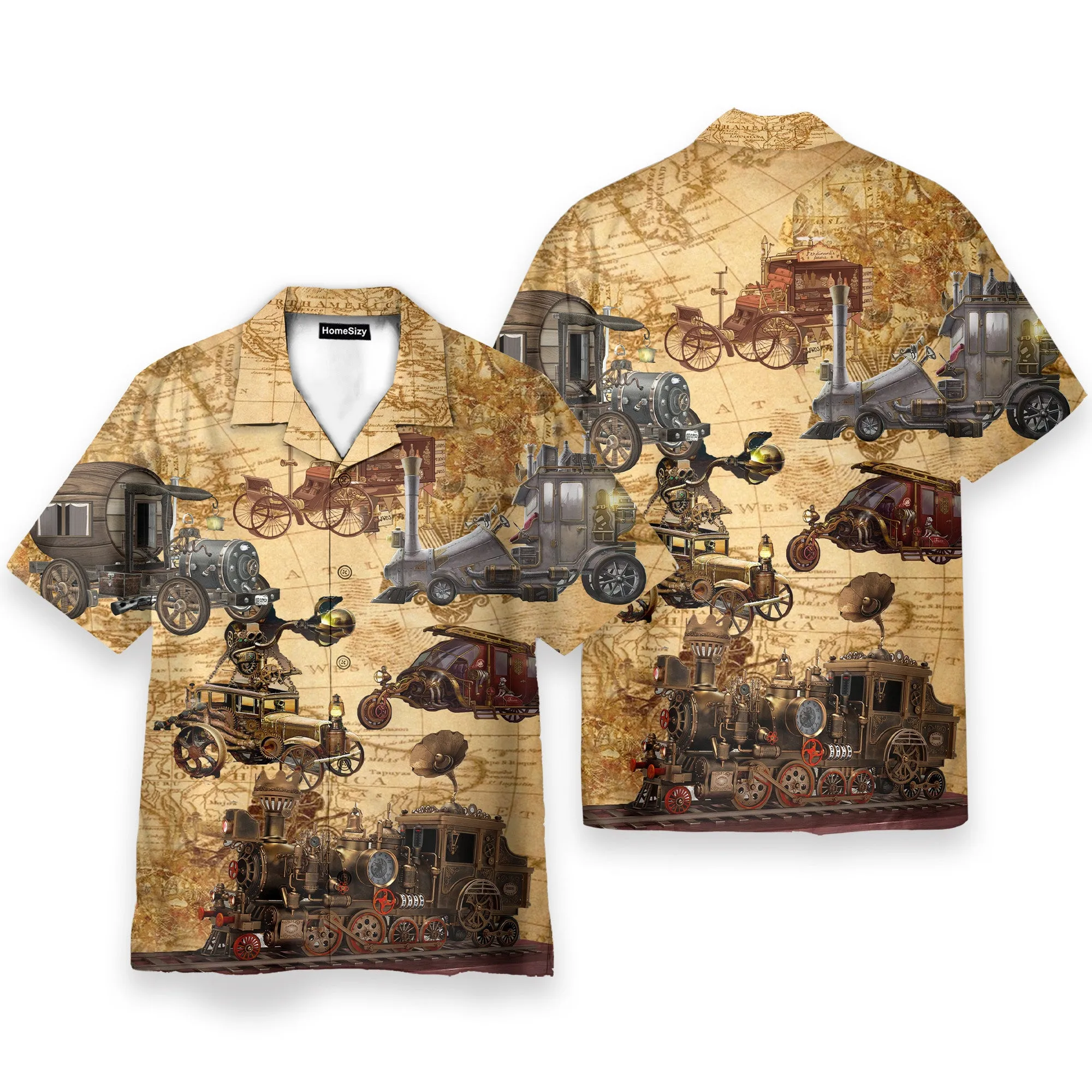 Steampunk Vehicle Design Men's Button's Up Shirts - Hawaiian Shirt