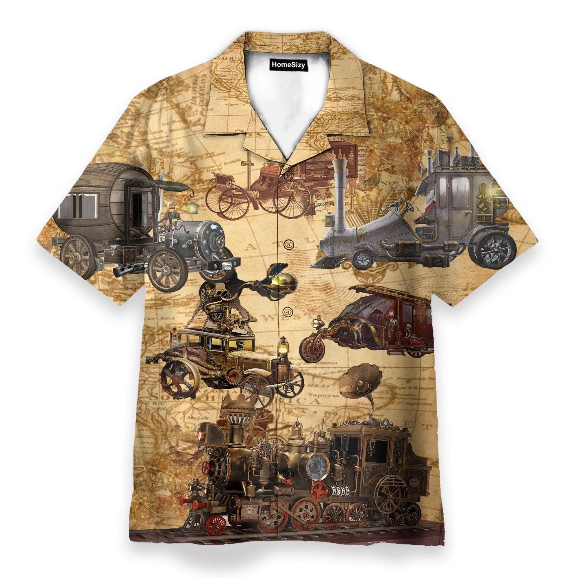 Steampunk Vehicle Design Men's Button's Up Shirts - Hawaiian Shirt