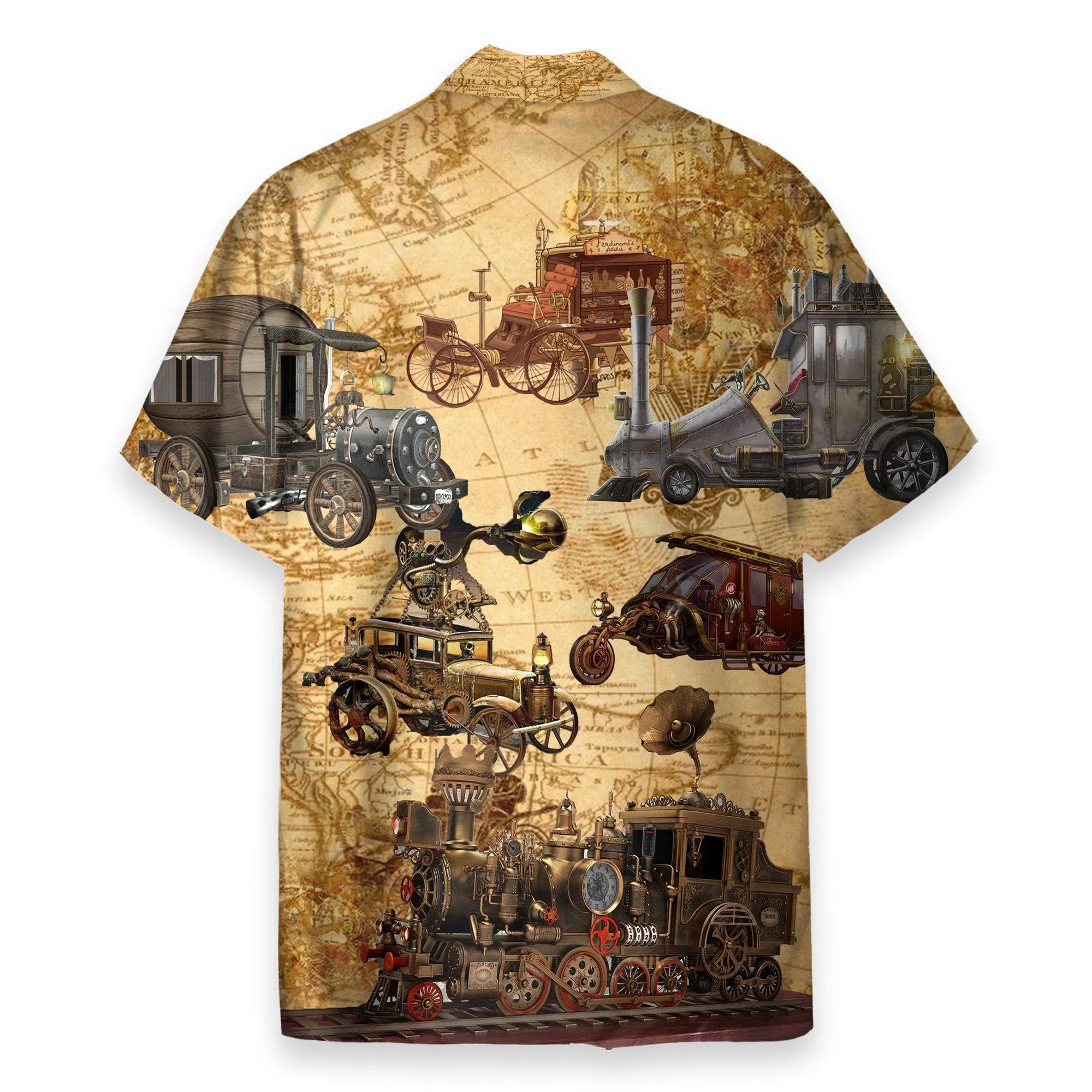 Steampunk Vehicle Design Men's Button's Up Shirts - Hawaiian Shirt
