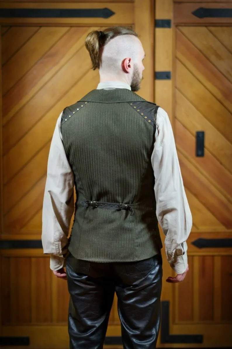 Steampunk victorian fantasy double-breasted grey male vest
