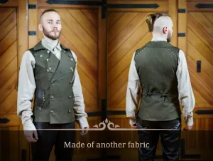 Steampunk victorian fantasy double-breasted grey male vest