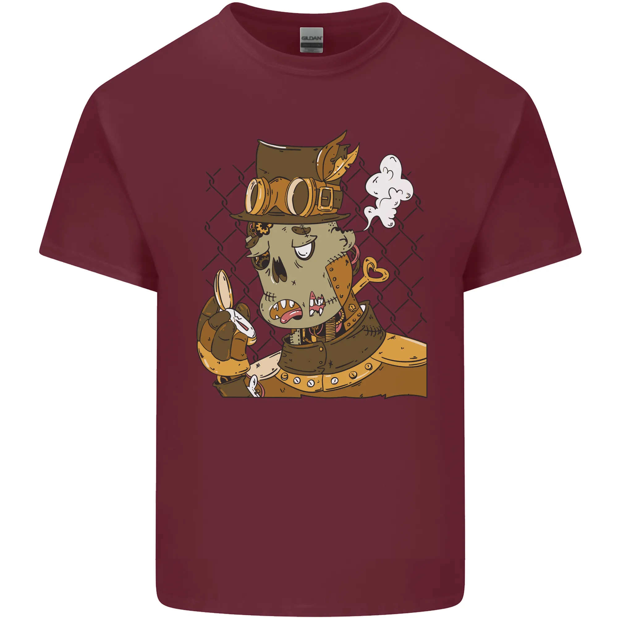 Steampunk Zombie Halloween Mens Light Cotton T-Shirt