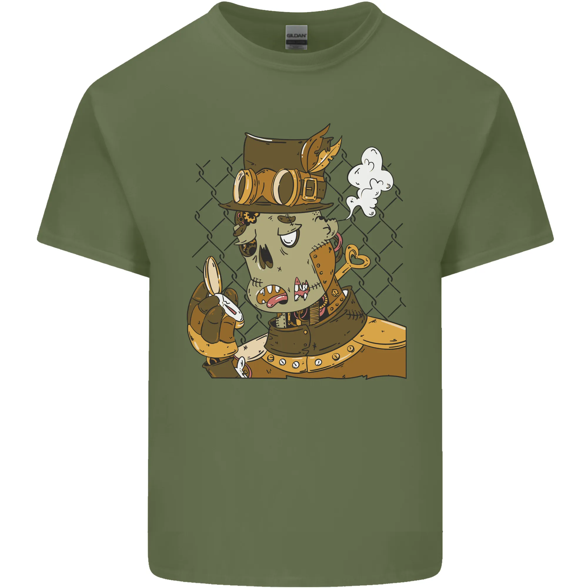 Steampunk Zombie Halloween Mens Light Cotton T-Shirt