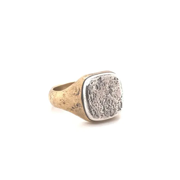 Sterling and Brass Signet Ring