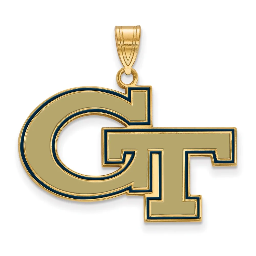 Sterling Silver Gold-plated Georgia Institute of Technology G-T Large Enameled Pendant