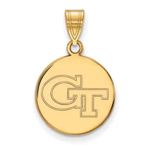 Sterling Silver Gold-plated Georgia Institute of Technology G-T Med Disc Pendant