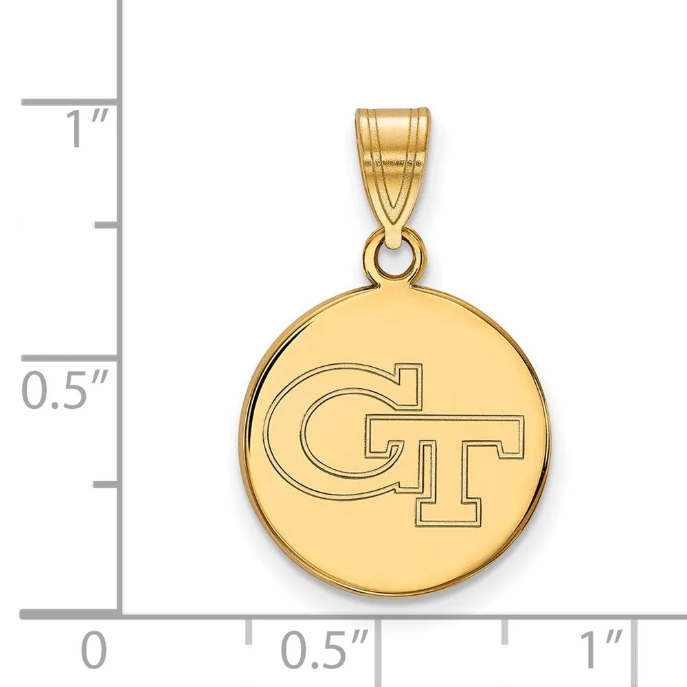 Sterling Silver Gold-plated Georgia Institute of Technology G-T Med Disc Pendant
