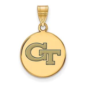 Sterling Silver Gold-plated Georgia Institute of Technology G-T Medium Enameled Disc Pendant