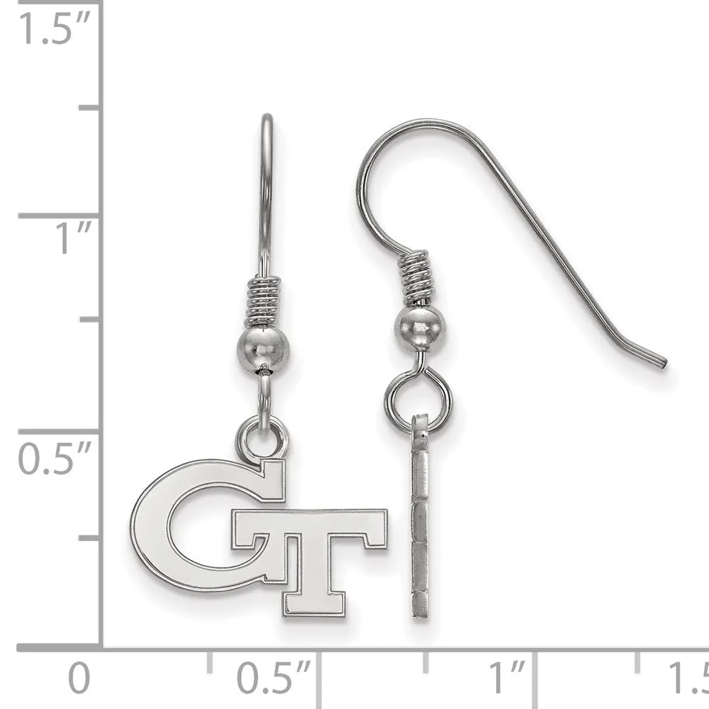 Sterling Silver Rhodium-plated Georgia Institute of Technology G-T Extra Small Dangle Wire Earrings