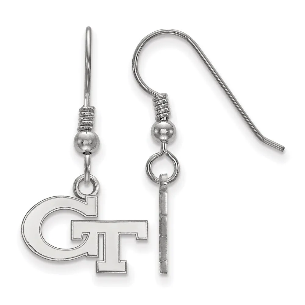 Sterling Silver Rhodium-plated Georgia Institute of Technology G-T Extra Small Dangle Wire Earrings