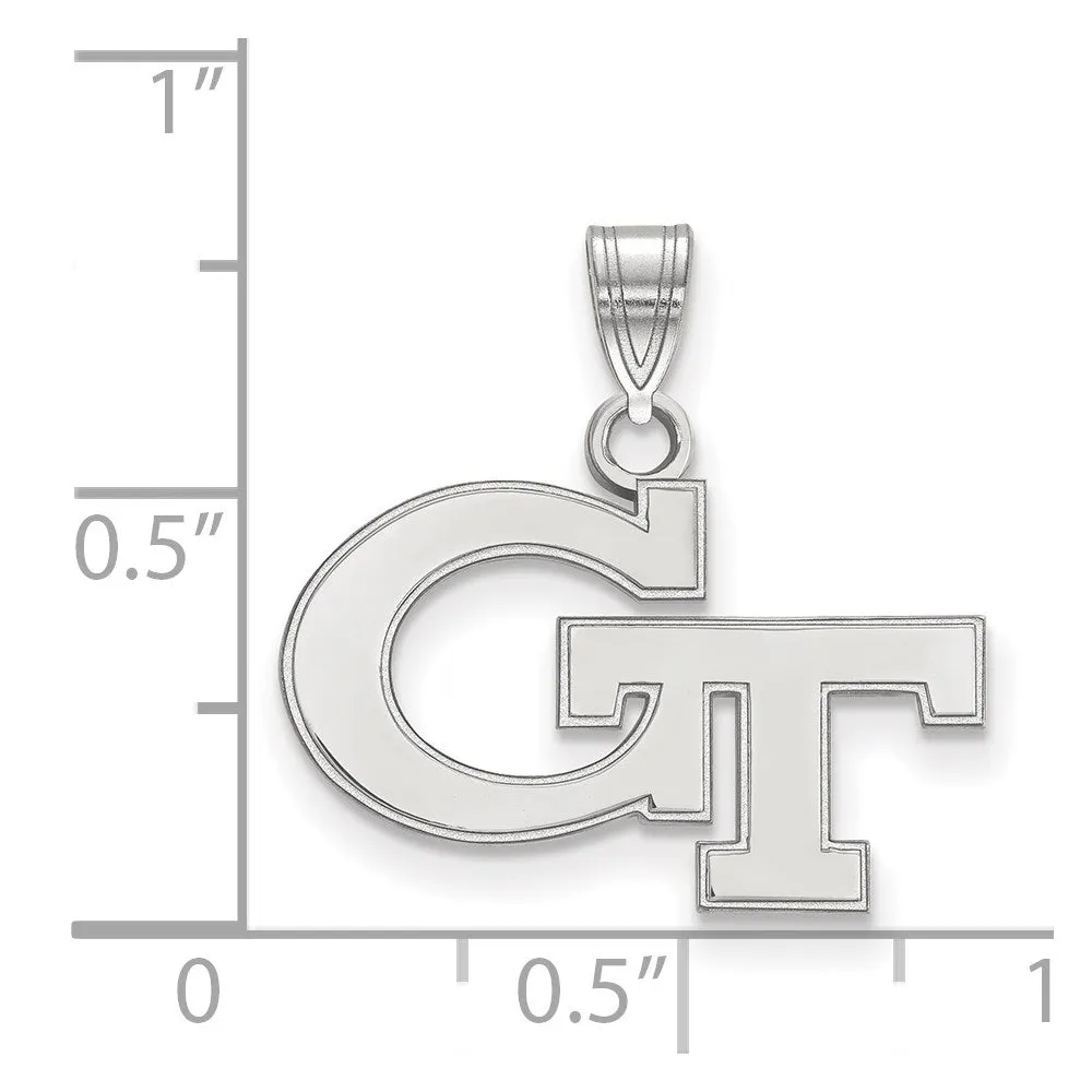 Sterling Silver Rhodium-plated Georgia Institute of Technology G-T Small Pendant