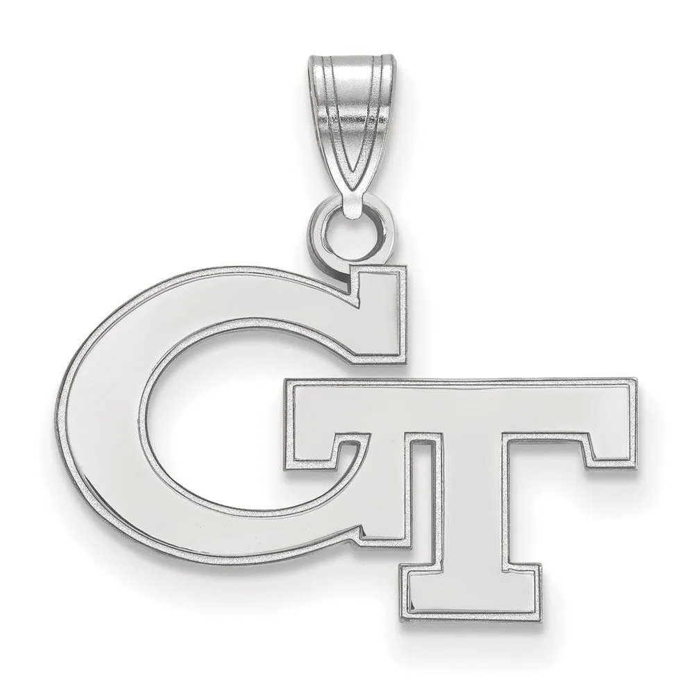 Sterling Silver Rhodium-plated Georgia Institute of Technology G-T Small Pendant