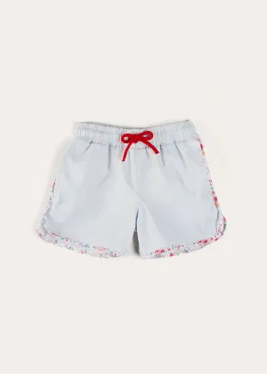 Striped Contrast Trim Swim Shorts in Blue (2-10yrs)