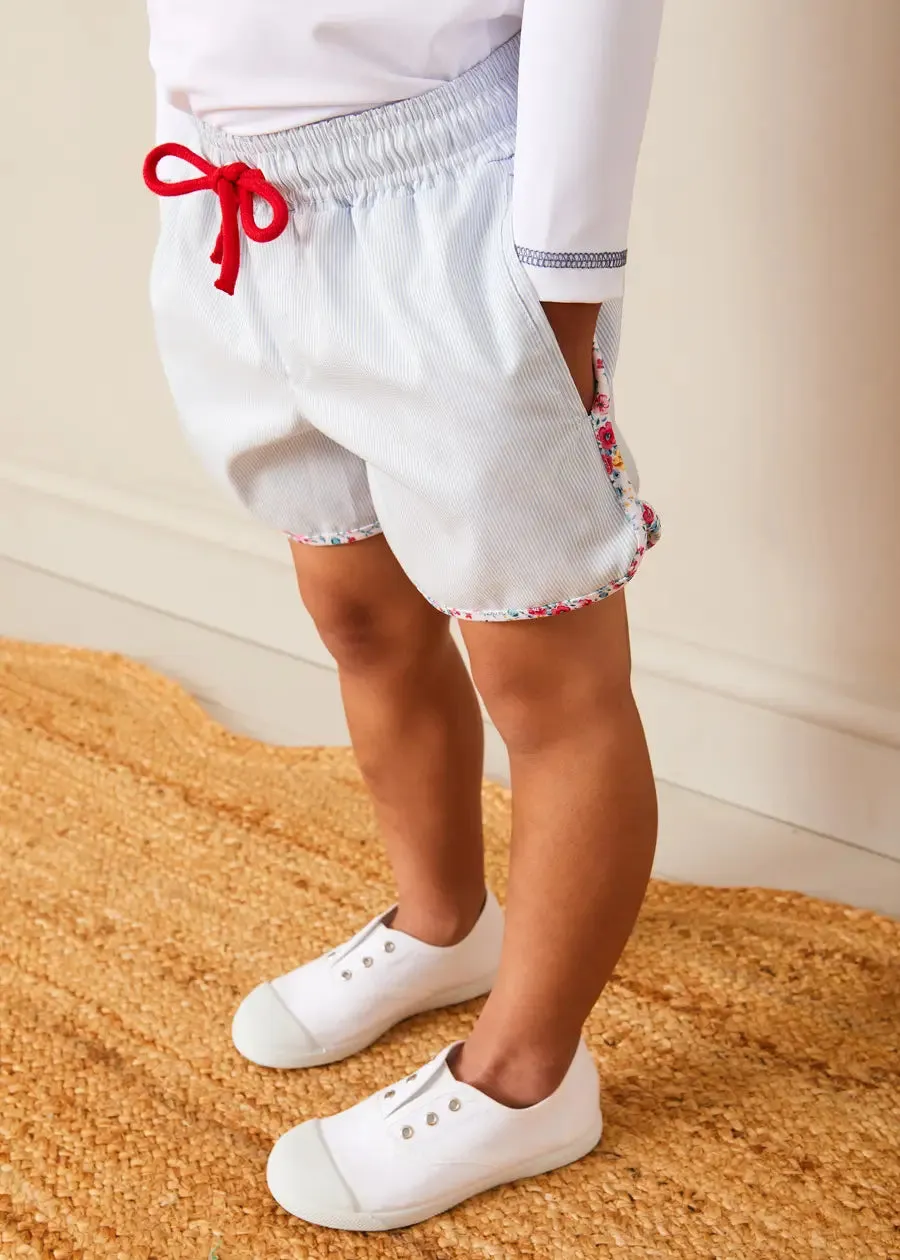 Striped Contrast Trim Swim Shorts in Blue (2-10yrs)
