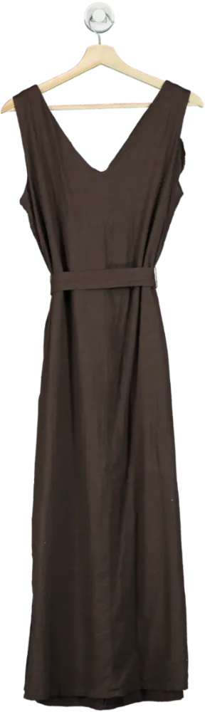 Threadbare Chocolate Brown Ladies Button Midi Dress Lucy UK 12