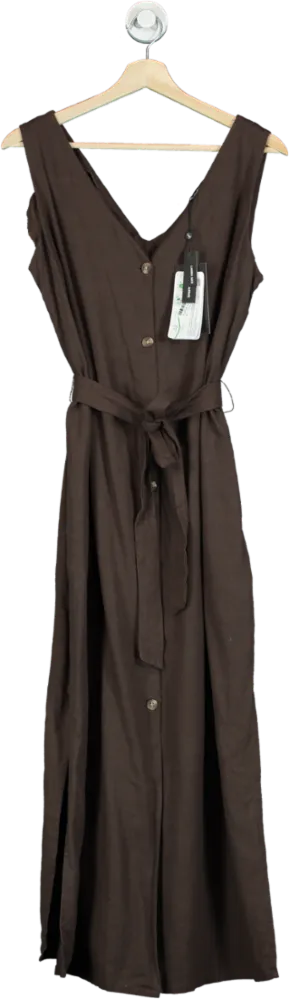 Threadbare Chocolate Brown Ladies Button Midi Dress Lucy UK 12