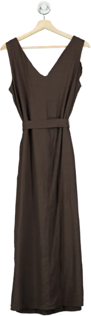 Threadbare Chocolate Brown Ladies Button Midi Dress Lucy UK 12