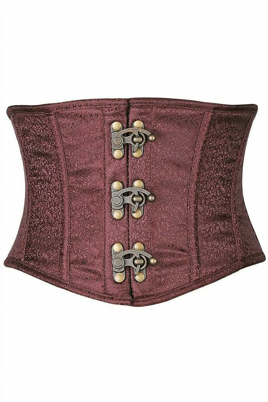 Top Drawer Brown Brocade Steel Boned Mini Cincher w/Clasps