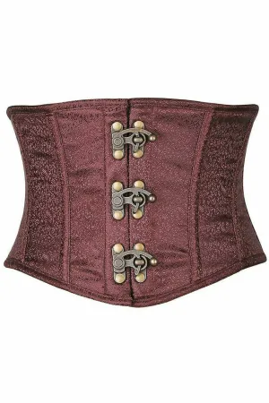 Top Drawer Brown Brocade Steel Boned Mini Cincher w/Clasps