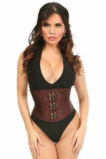 Top Drawer Brown Brocade Steel Boned Mini Cincher w/Clasps