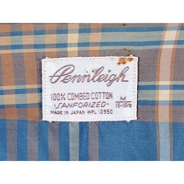 Vintage Mens Shadow Plaid Shirt 100% Cotton Pennleigh 1950s Med