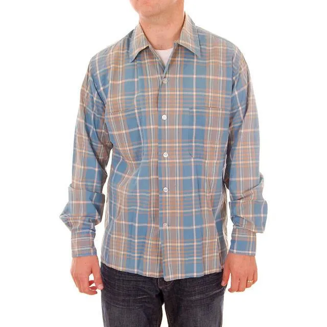 Vintage Mens Shadow Plaid Shirt 100% Cotton Pennleigh 1950s Med