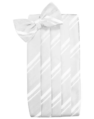 White Kids Striped Satin Cummerbund
