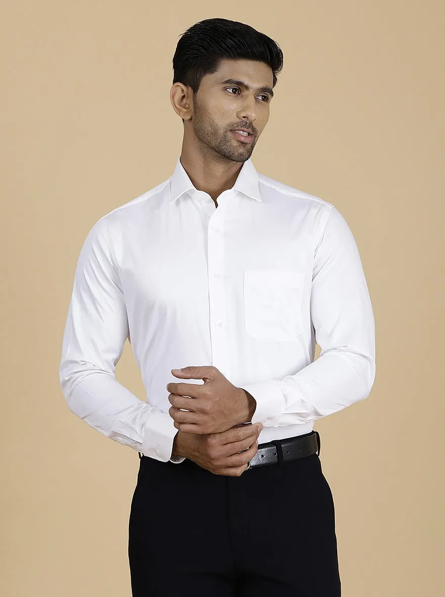 White Solid Slim Fit Formal Shirt | Metal