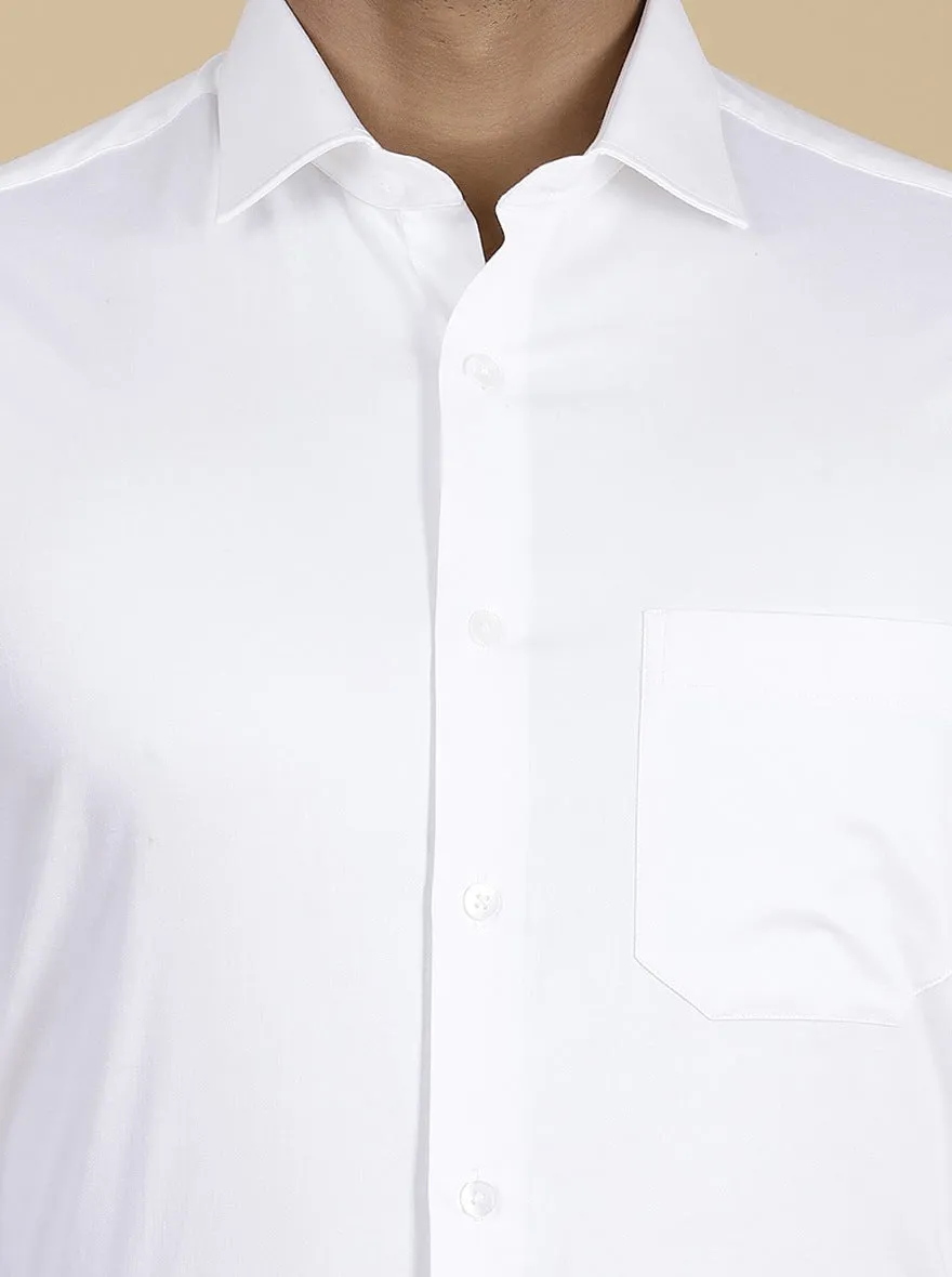 White Solid Slim Fit Formal Shirt | Metal