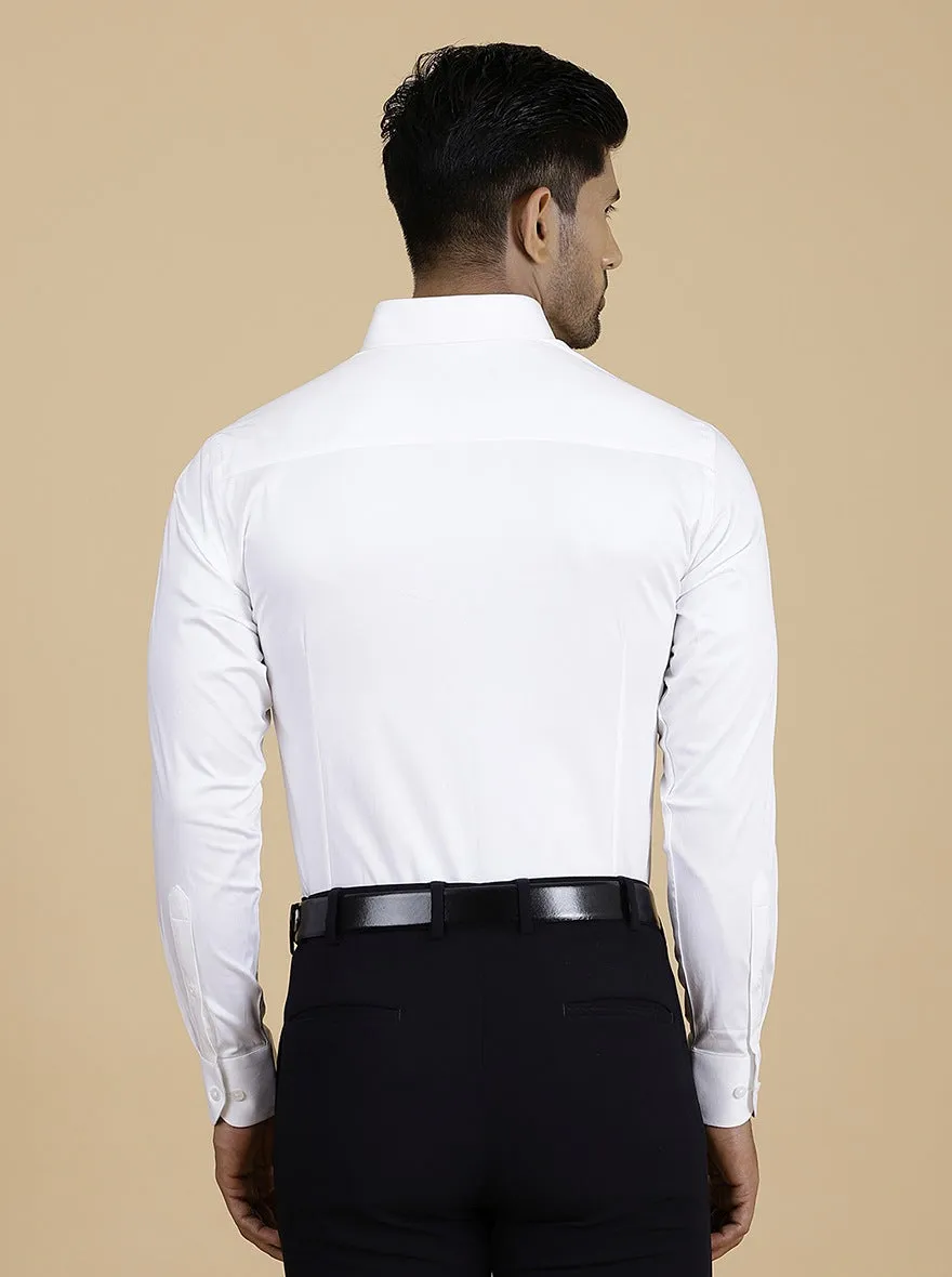 White Solid Slim Fit Formal Shirt | Metal