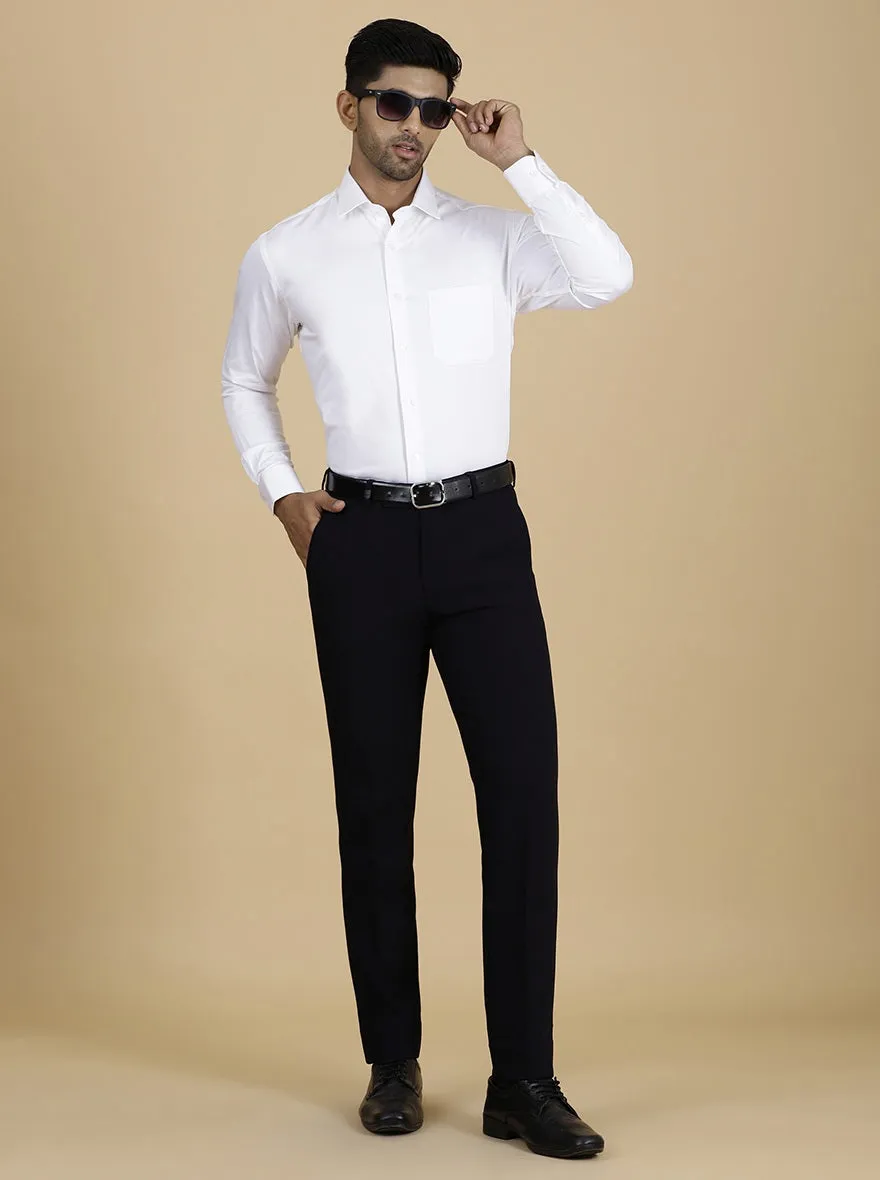 White Solid Slim Fit Formal Shirt | Metal