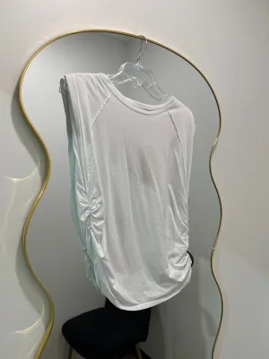 White Upstage Exaggerated Shoulder Top