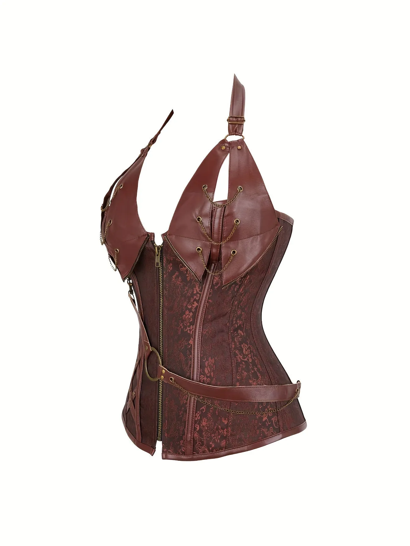 Women's Steampunk Corset, Overbust Waist Cincher, Steel Boned Metal Punk Bustier, Queen Style Performance Costume, Royal Court Body Shaper Corset for Cosplay and Festivals For Fall & Winter