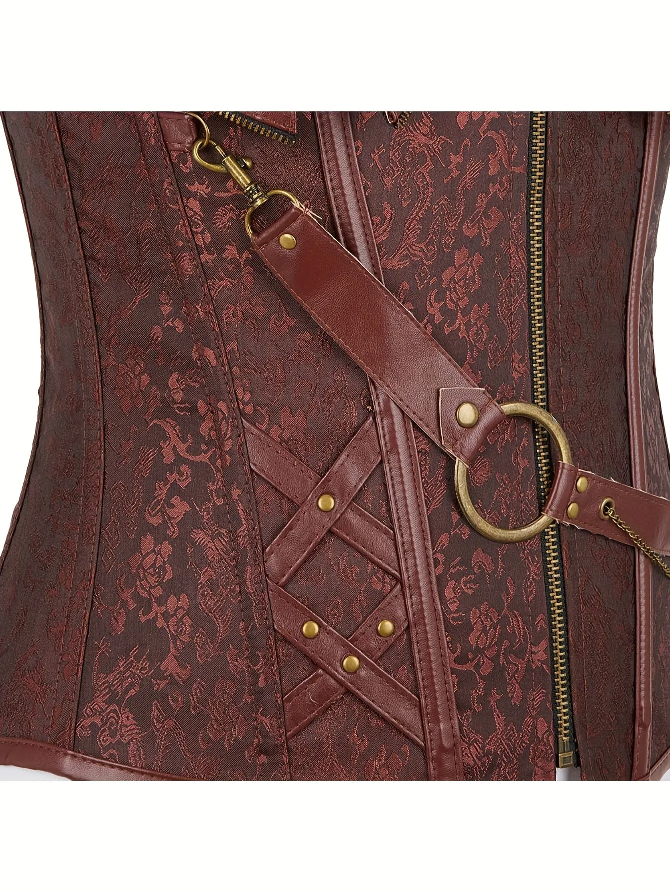 Women's Steampunk Corset, Overbust Waist Cincher, Steel Boned Metal Punk Bustier, Queen Style Performance Costume, Royal Court Body Shaper Corset for Cosplay and Festivals For Fall & Winter