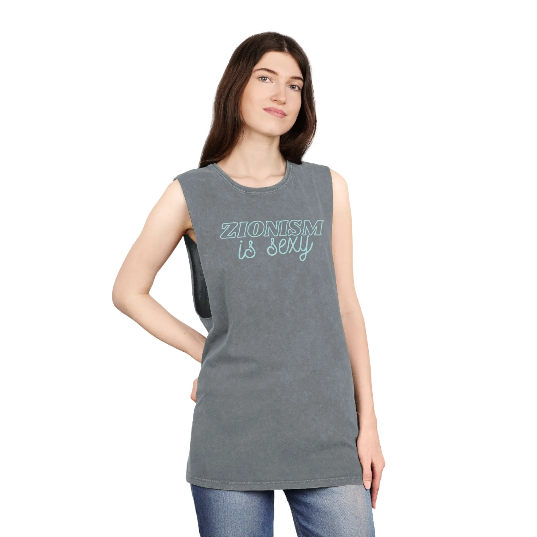 Zionism Is Sexyyy Teal Unisex Stonewash Tank Top